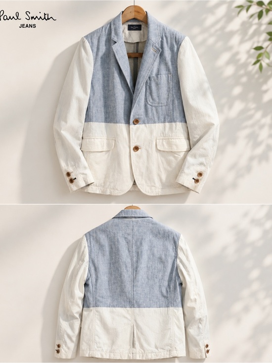 Paul Smith Other - Paul Smith Two-Tone Light Blue & Cream Casual linen Blazer